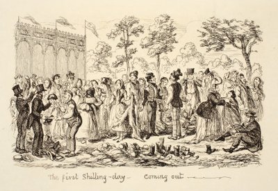 Il Primo Giorno dello Scellino - Uscendo, pub. 1851 da George Cruikshank